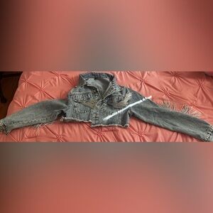 SHEIN Distressed Denim Jacket - Gray